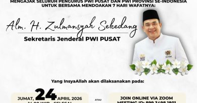 PWI Pusat Gelar Doa Bersama Wafatnya Sekjen Zulmansyah Sekedang