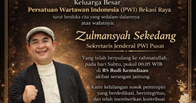 Keluarga Besar PWI Berduka: Sekjen PWI Pusat Zulmansyah Sekedang Tutup Usia