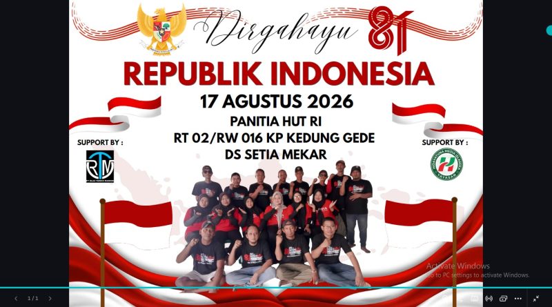 Semarak HUT RI Ke 81 di Kampung Kedung Gede RT 02 RW 016 DS : Setia Mekar Tambun Selatan